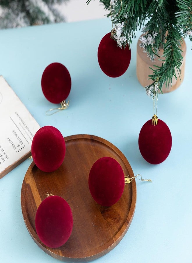 Gloreyan 6pcs Velvet Christmas Balls 2.36 Inches Flocked Christmas Hanging Ornaments Ball Red Xmas Tree Velvet Balls for DIY Craft Projects Wedding Christmas Tree Home Decor - Image 3